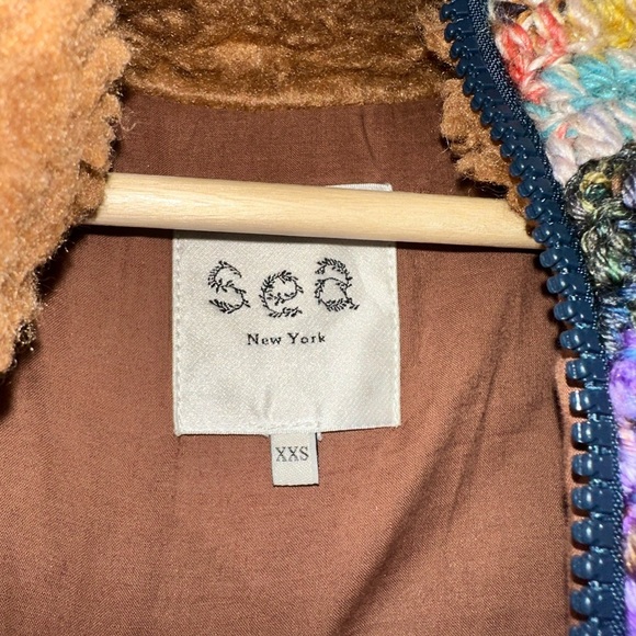 Sea New York Felicity Crochet & Sherpa Sleeve Jacket Brown Multi XXS - Picture 5 of 9
